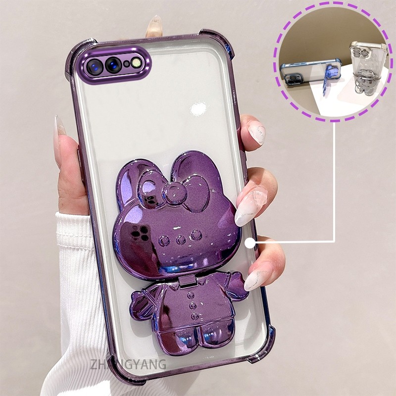 Ốp Lưng Cho iPhone 7 Plus iPhone 8 Plus Mạ Điện TPU Silicon Bốn Góc Chống Rơi Vỏ Điện Thoại Thẩm Mỹ Thiết Kế Mới Hoạt Hình Đứng Điện Thoại Vỏ Mềm