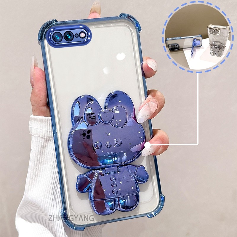 Ốp Lưng Cho iPhone 7 Plus iPhone 8 Plus Mạ Điện TPU Silicon Bốn Góc Chống Rơi Vỏ Điện Thoại Thẩm Mỹ Thiết Kế Mới Hoạt Hình Đứng Điện Thoại Vỏ Mềm