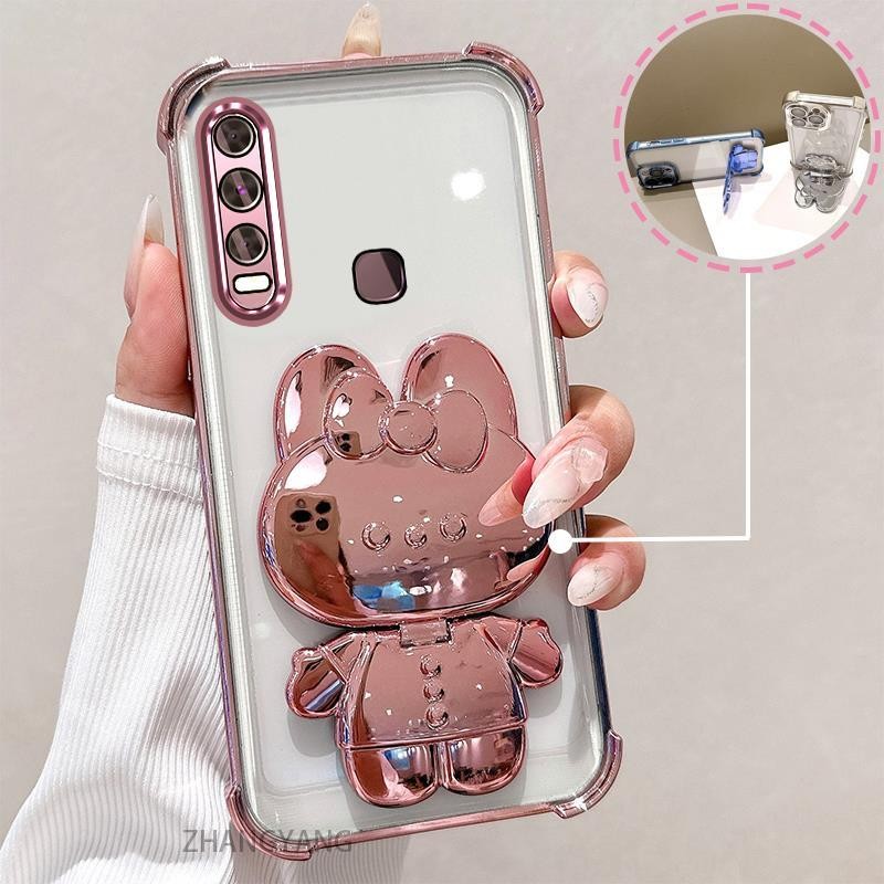 Ốp Lưng Dành Cho vivo y11 y12 y15 y17 y19 Mạ Điện TPU Silicon Bốn Góc Chống Rơi Vỏ Điện Thoại Thẩm Mỹ Thiết Kế Mới Hoạt Hình Đứng Điện Thoại Vỏ Mềm