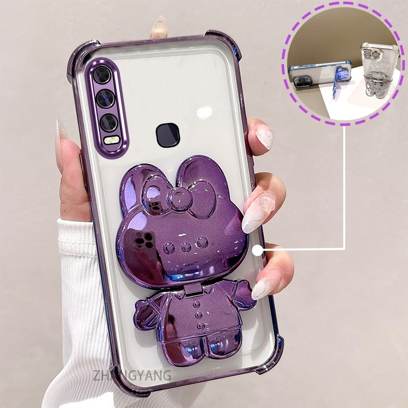 Ốp Lưng Dành Cho vivo y11 y12 y15 y17 y19 Mạ Điện TPU Silicon Bốn Góc Chống Rơi Vỏ Điện Thoại Thẩm Mỹ Thiết Kế Mới Hoạt Hình Đứng Điện Thoại Vỏ Mềm