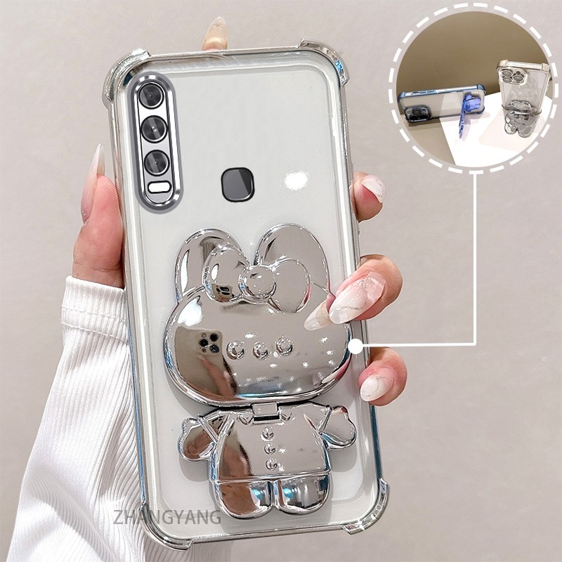 Ốp Lưng Dành Cho vivo y11 y12 y15 y17 y19 Mạ Điện TPU Silicon Bốn Góc Chống Rơi Vỏ Điện Thoại Thẩm Mỹ Thiết Kế Mới Hoạt Hình Đứng Điện Thoại Vỏ Mềm