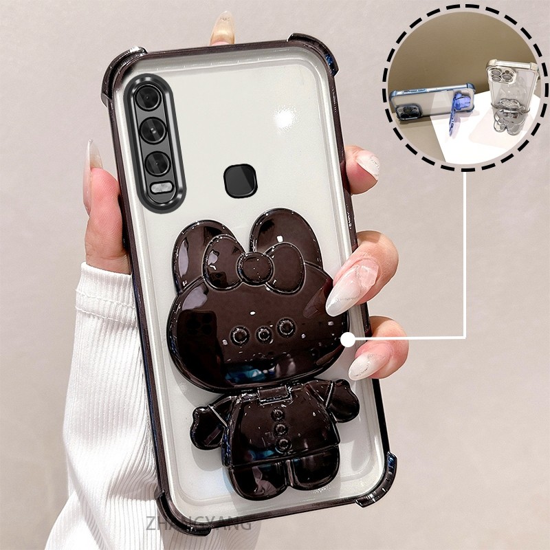 Ốp Lưng Dành Cho vivo y11 y12 y15 y17 y19 Mạ Điện TPU Silicon Bốn Góc Chống Rơi Vỏ Điện Thoại Thẩm Mỹ Thiết Kế Mới Hoạt Hình Đứng Điện Thoại Vỏ Mềm