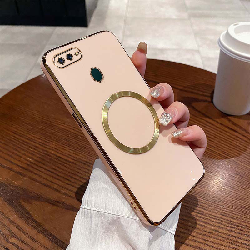Ốp lưng OPPO A5S A12 A7 F9 Mạ cạnh thẳng ốp điện thoại tối giản bằng silicon mềm chống rơi ống kính có bảo hiểm toàn diện