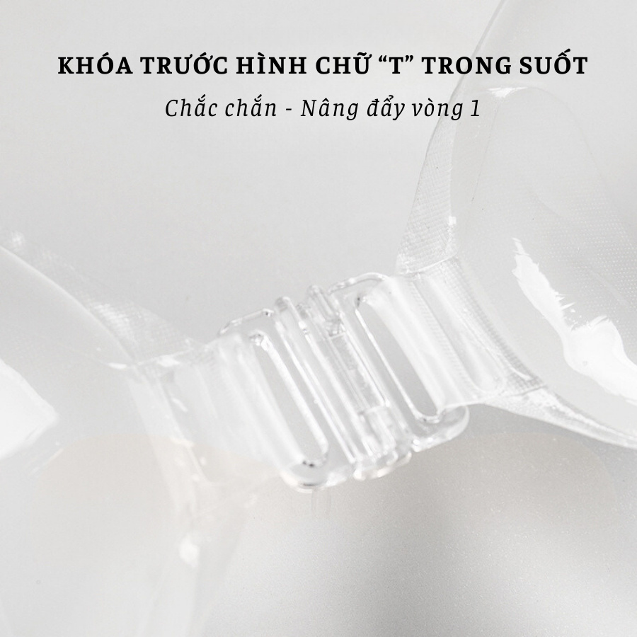 Miếng Dán Ngực Silicon Trong Suốt Độn 3cm Nâng Ngực Cài Trước Kèm Dây Trong DORIS 4960