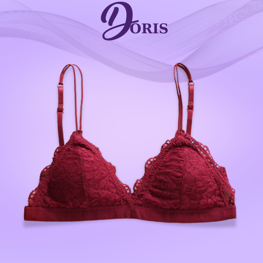 Áo Bra Ren 2 Dây Mút Mỏng Không Gọng Họa Tiết Hoa Gợi Cảm DORIS 8703
