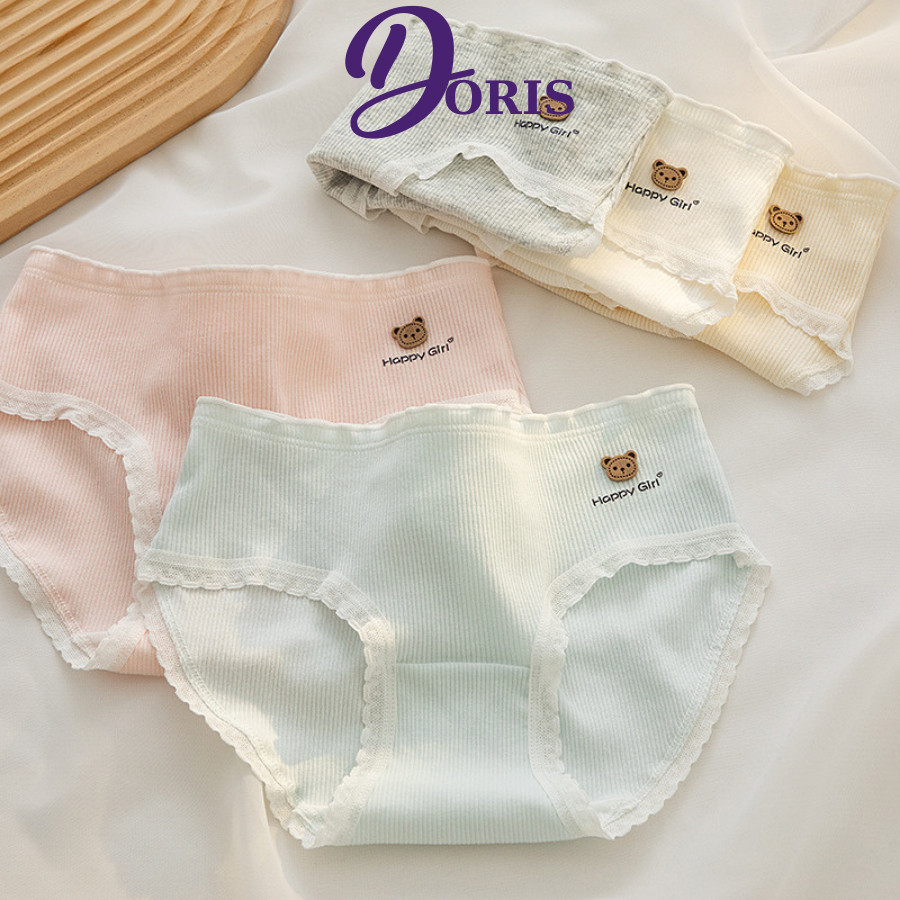 Quần Lót Chất Liệu Cotton Cho Nữ Co Giãn Thoáng Mát Nhiều Hoạ Tiết Xinh Xắn DORIS 362