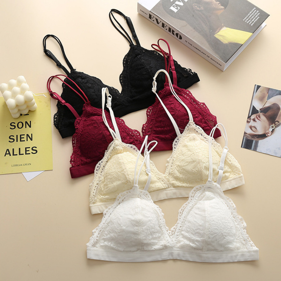 Áo Bra Ren 2 Dây Mút Mỏng Không Gọng Họa Tiết Hoa Gợi Cảm DORIS 8703