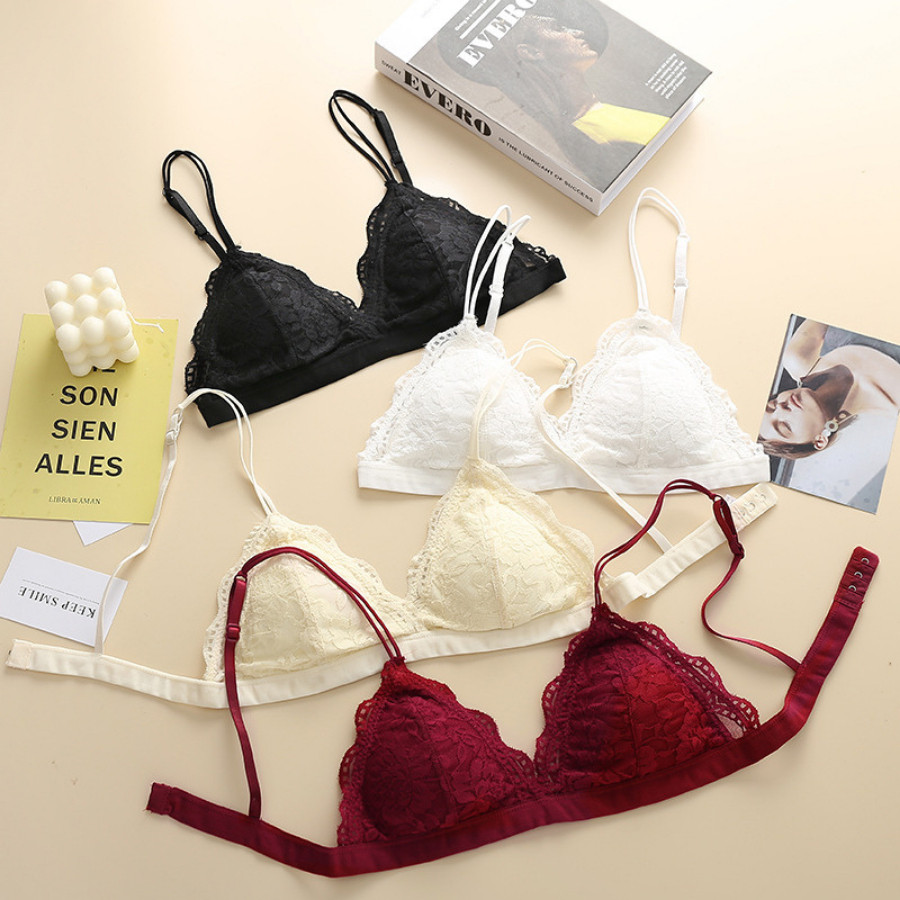 Áo Bra Ren 2 Dây Mút Mỏng Không Gọng Họa Tiết Hoa Gợi Cảm DORIS 8703