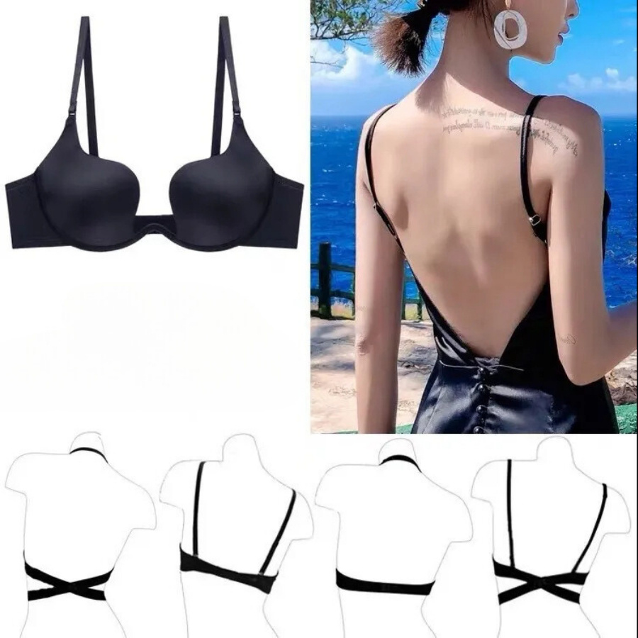 Áo Ngực Nữ Có Gọng Khoét Sâu Đúc Su Mềm Mại Không Lộ Viền Mặc Váy Hở Lưng Ôm Form Gọn Gàng DORIS 2215