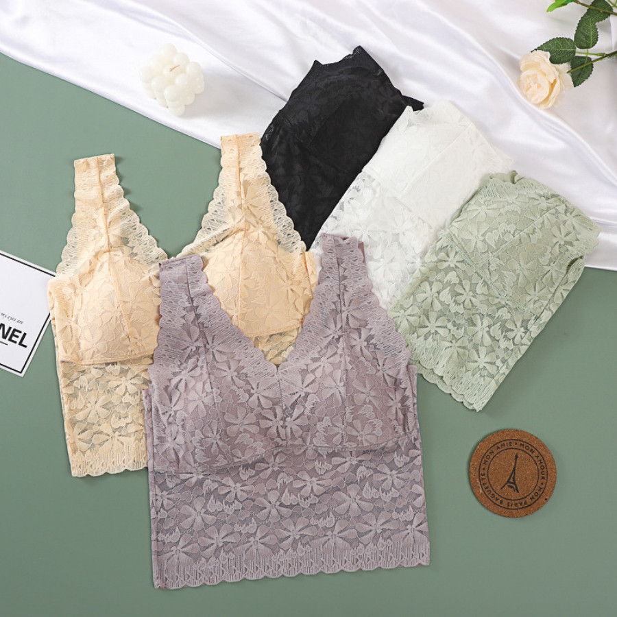 Áo Bra Ren Hoa Mút Mỏng Không Gọng Cao Cấp DORIS 637
