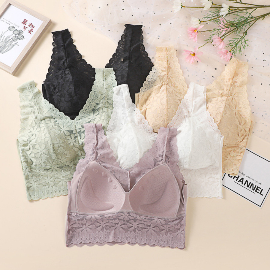 Áo Bra Ren Hoa Mút Mỏng Không Gọng Cao Cấp DORIS 637