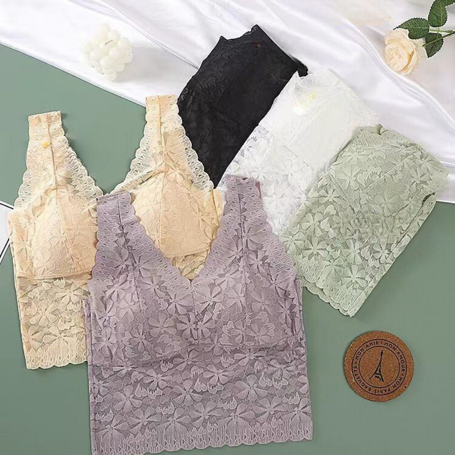 Áo Bra Ren Hoa Mút Mỏng Không Gọng Cao Cấp DORIS 637