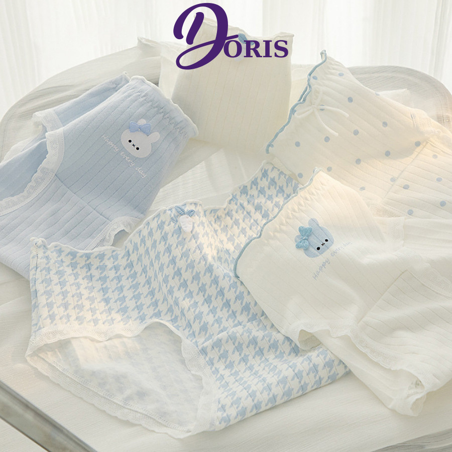 Quần Lót Nữ Cotton Cao Cấp Hoạ Tiết Thỏ Xanh Dễ Thương Co Dãn 4 Chiều DORIS Q24
