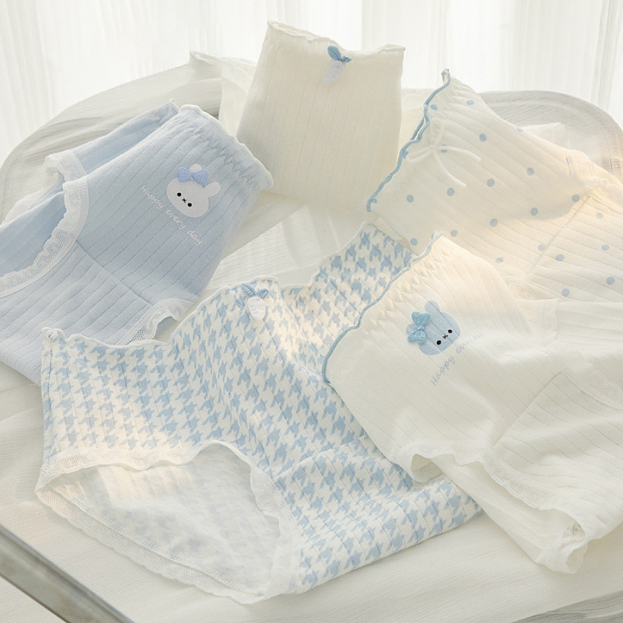 Quần Lót Nữ Cotton Cao Cấp Hoạ Tiết Thỏ Xanh Dễ Thương Co Dãn 4 Chiều DORIS Q24