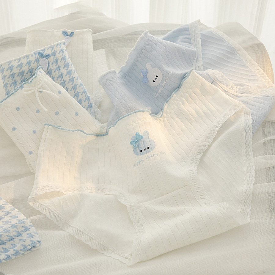 Quần Lót Nữ Cotton Cao Cấp Hoạ Tiết Thỏ Xanh Dễ Thương Co Dãn 4 Chiều DORIS Q24