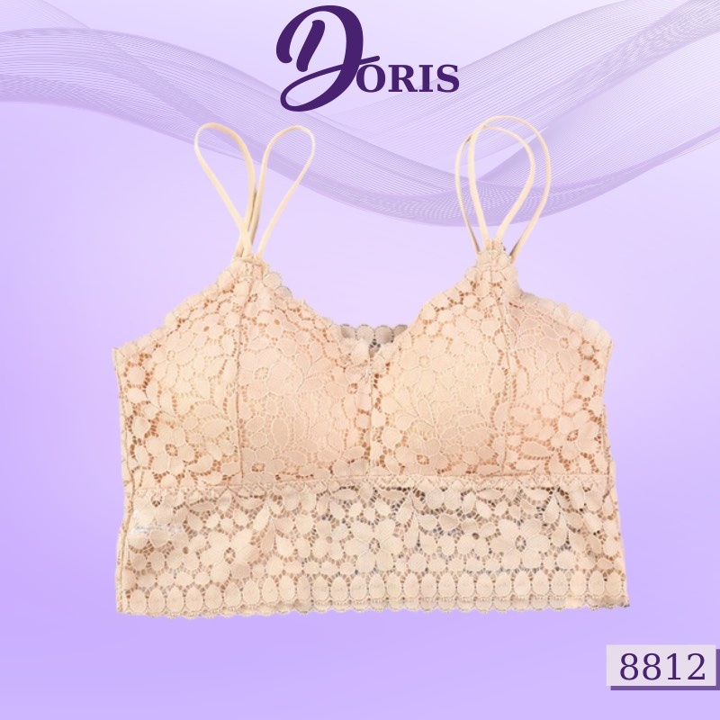 Áo lót ngực dạng bra đệm mỏng phối ren hoa siêu xinh DORIS - 8812