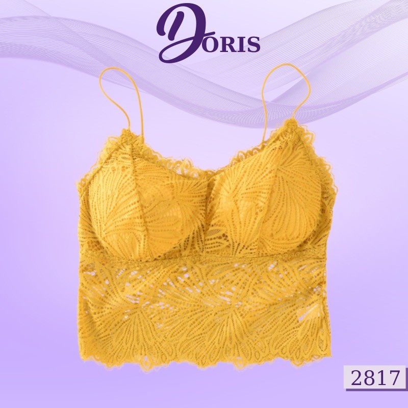 Áo lót ngực dạng bra đệm mỏng ren họa tiết lá siêu xinh DORIS - 2817