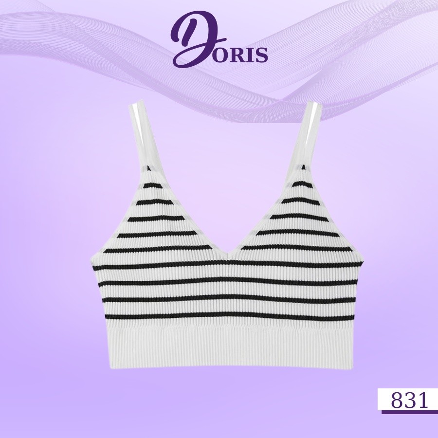 Áo Lót Ngực Bra Đệm Mỏng Chất Gân Tăm Co Dãn Cổ V Sexy DORIS 831