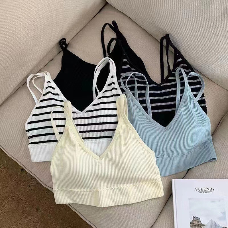 Áo Lót Ngực Bra Đệm Mỏng Chất Gân Tăm Co Dãn Cổ V Sexy DORIS 831
