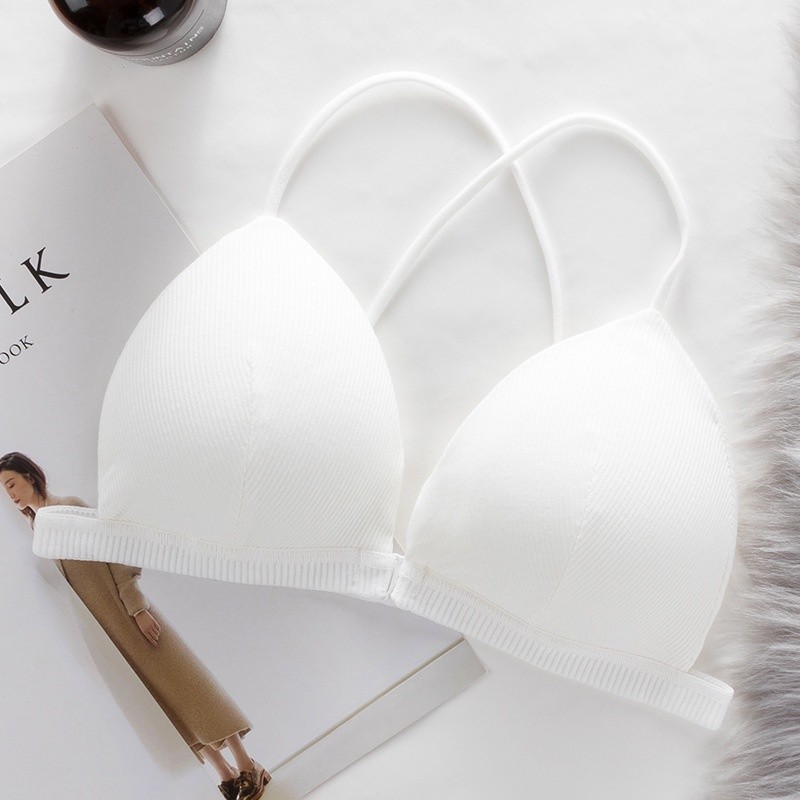 Áo lót ngực bra cotton gân tăm đệm nâng ngực đan dây sexy DORIS 715