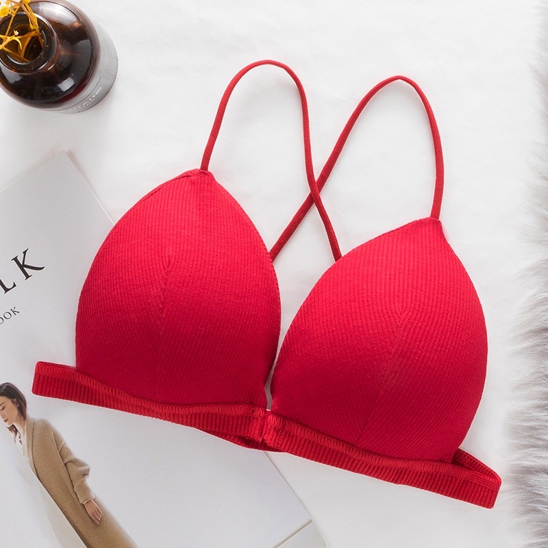 Áo lót ngực bra cotton gân tăm đệm nâng ngực đan dây sexy DORIS 715