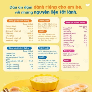 Dầu Olive bổ não Mămmy cho trẻ ăn dặm, hữu cơ nguyên chất chai 100ml