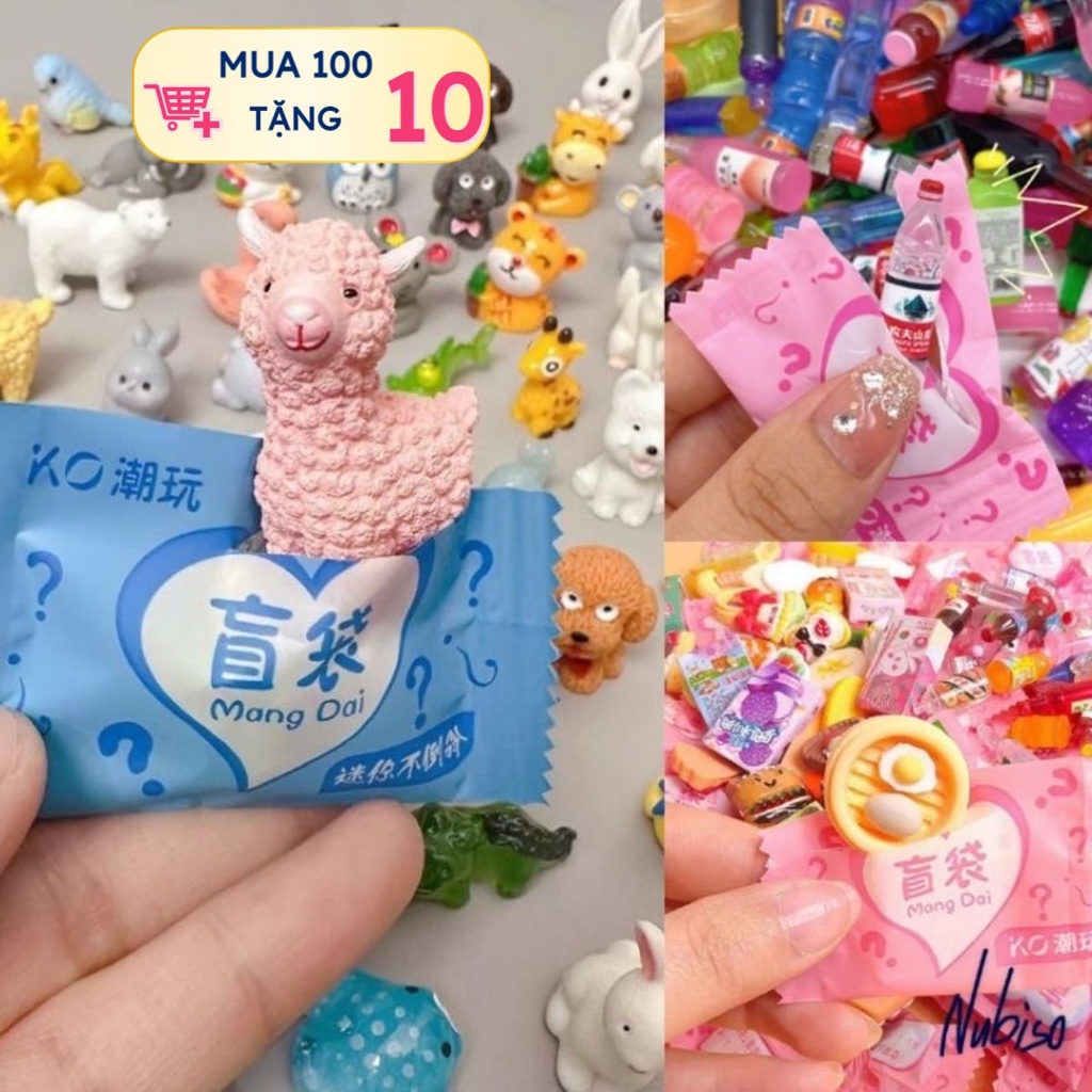Combo 30 túi mù, túi mù mini, blind box, túi mù charm động vật, charm ...