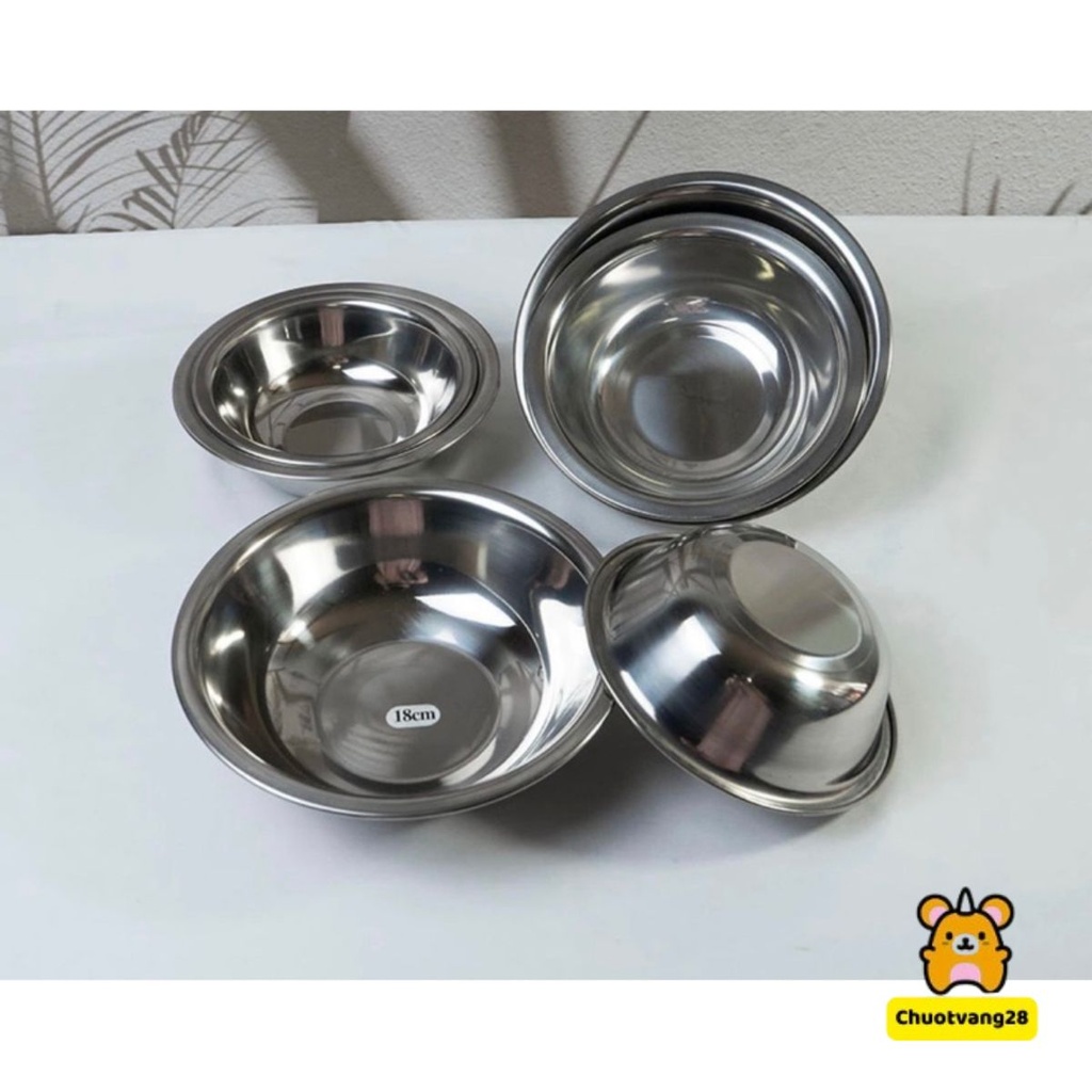 Bát tô canh inox nhiều kích thước đường kính 14cm-16cm-18cm-20cm dành cho mầm non, tiểu học