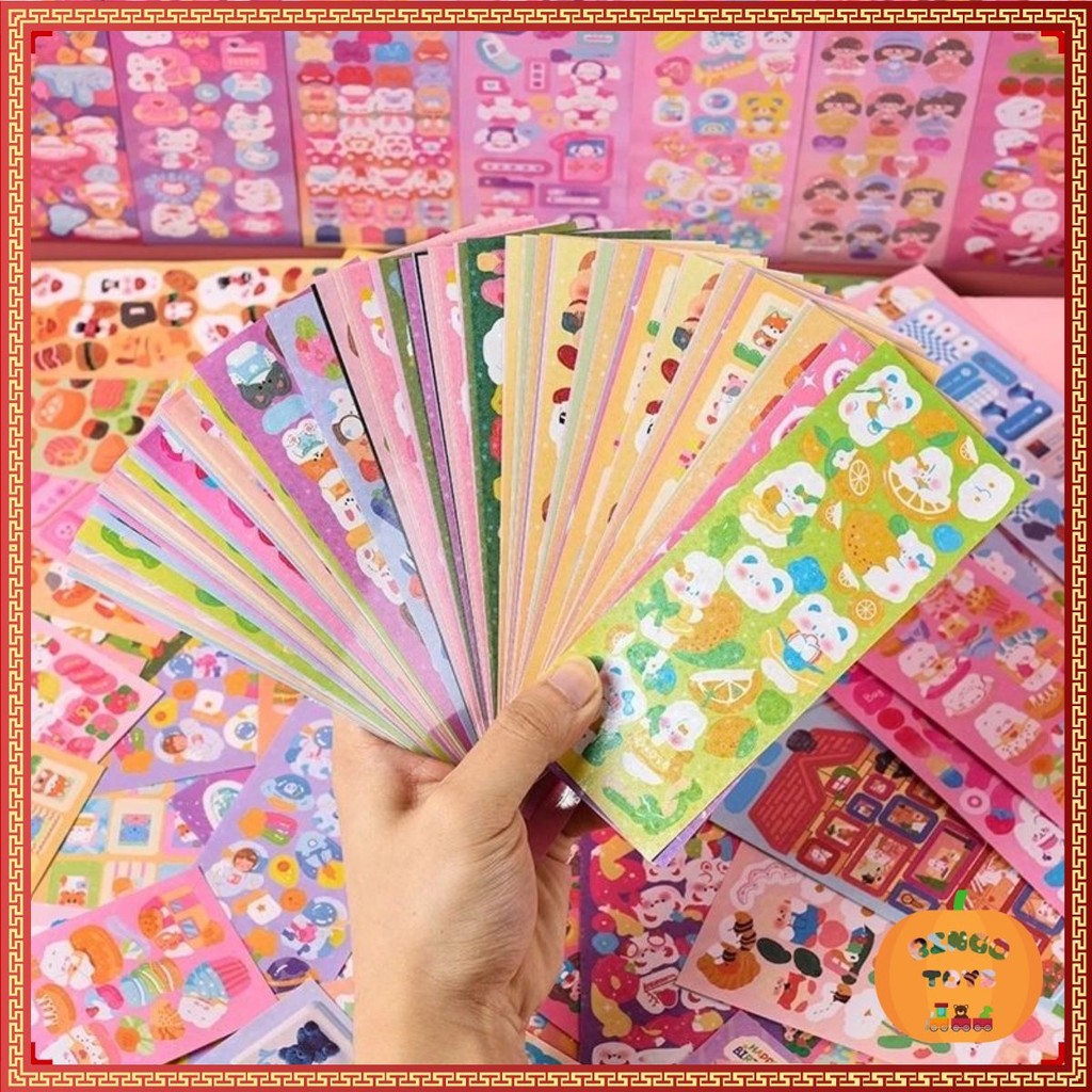 Set 100 miếng dán sticker lấp lánh trang trí sổ, sticker dán trang trí ...