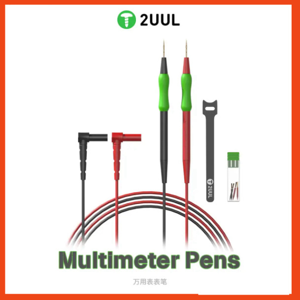 Que đo đồng hồ vạn năng 2UUL MT01 đầu kim mạ vàng 0.2mm, dây silicone mềm, có đầu thay thế