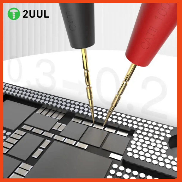 Que đo đồng hồ vạn năng 2UUL MT01 đầu kim mạ vàng 0.2mm, dây silicone mềm, có đầu thay thế