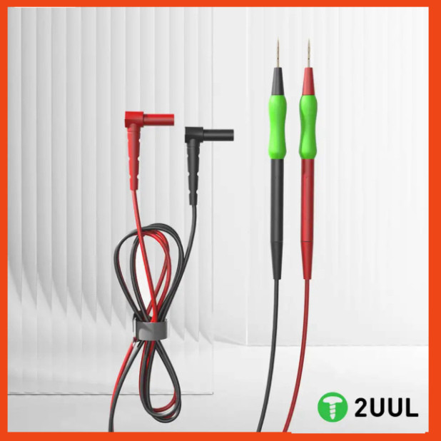 Que đo đồng hồ vạn năng 2UUL MT01 đầu kim mạ vàng 0.2mm, dây silicone mềm, có đầu thay thế