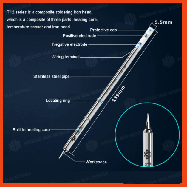 Mũi hàn T12 OSSTEAM vỏ vàng trắng