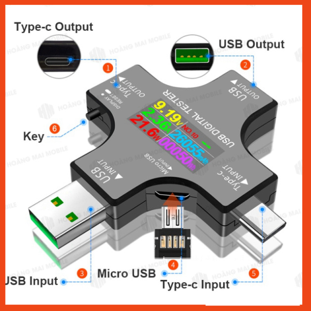 [DCSC] USB Digital Tester J7-c (4 đầu) - Đo dòng sạc và điện áp, có Bluetooth hoặc không Bluetooth