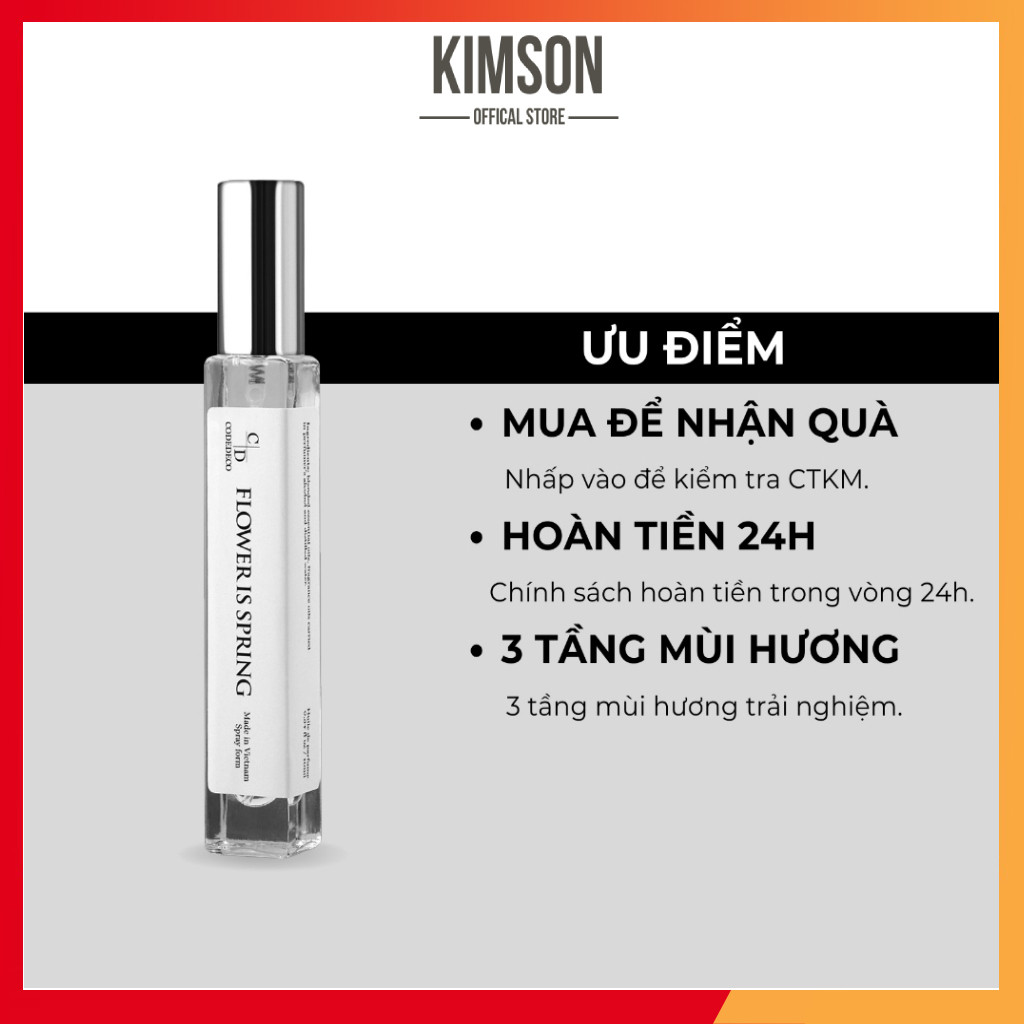 Tinh dầu nước hoa nữ CODEDECO Flower Is Spring 10ml, Sang trọng, Tinh tế, Quyến rũ - Dạng xịt | BigBuy360 - bigbuy360.vn