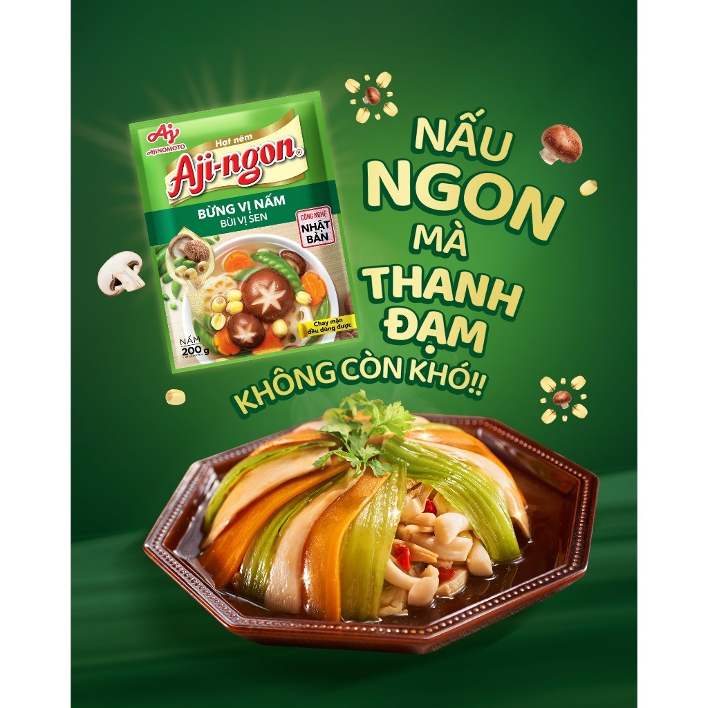 Ảnh Combo 3 Gói Hạt Nêm Aji-ngon® Nấm Hương và Hạt Sen 200g/Gói 3