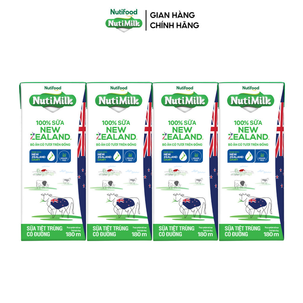 Ảnh Thùng Sữa Tiệt Trùng New Zealand NutiMilk 180ml (Hộp 180ml x 48) 3