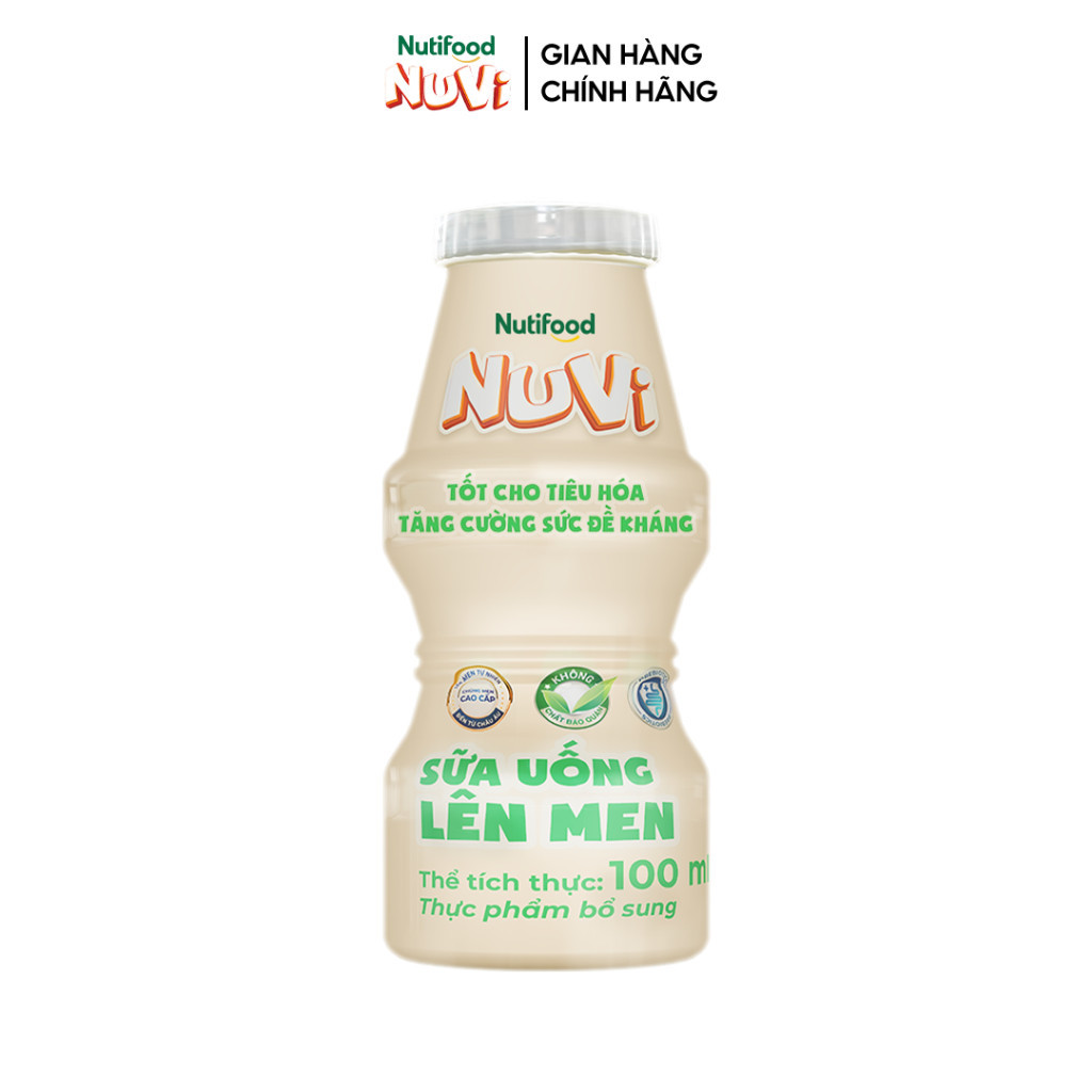Thùng 48 Chai Sữa Uống Lên Men NuVi Có Đường/Dâu/Cam 100ml