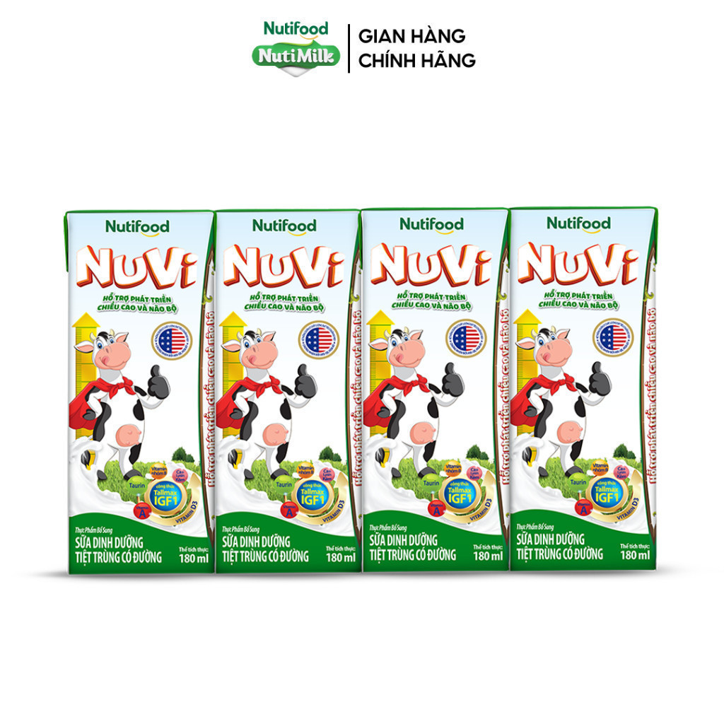 Ảnh Thùng Sữa Dinh Dưỡng Tiệt Trung NuVi Có Đường 180ml (Hộp 180ml x 48) 2