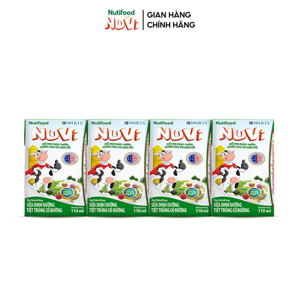Ảnh Thùng Sữa Dinh Dưỡng Tiệt Trùng NuVi Có Đường 110ml (Hộp 110ml x 48) 2