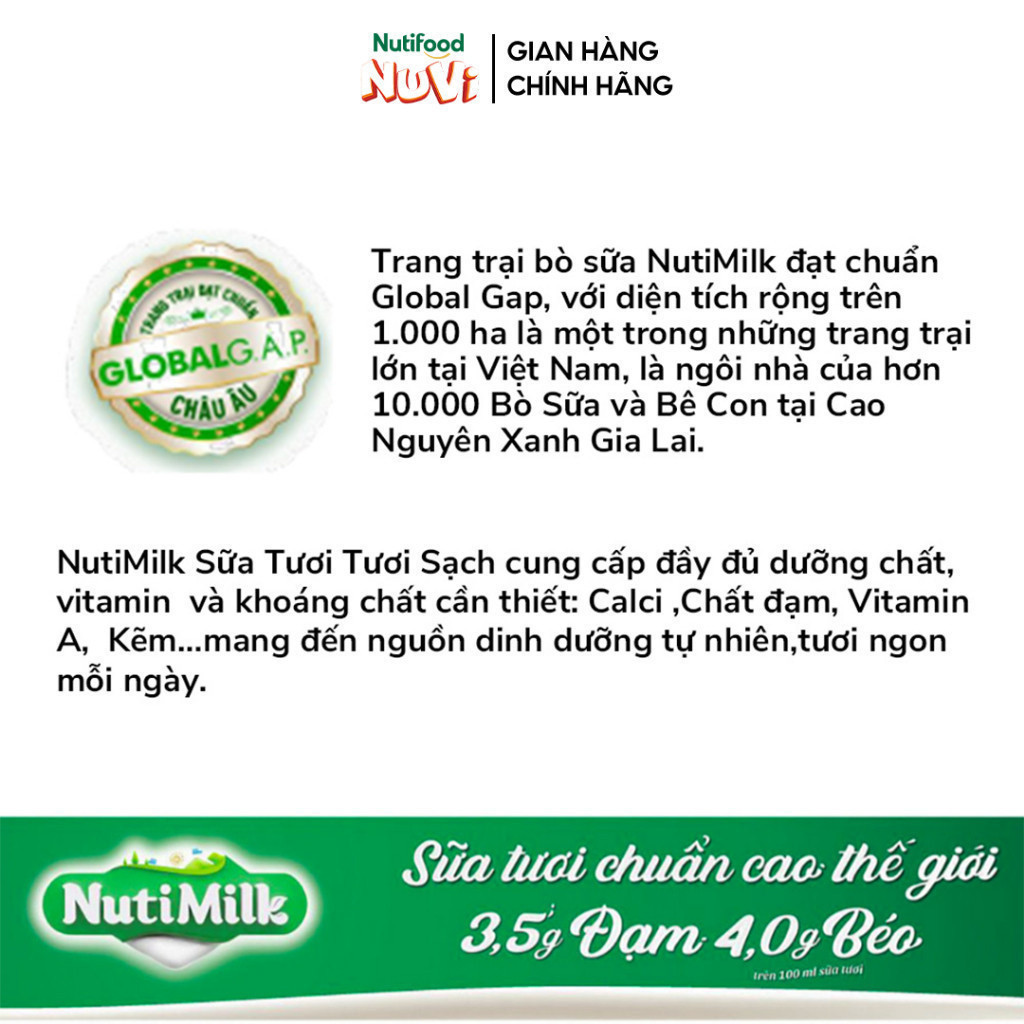 Thùng 48 Hộp Sữa Dinh Dưỡng Tươi Sạch NuVi Có Đường 110ml
