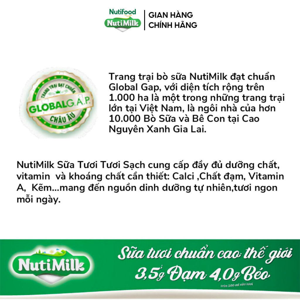 Thùng 48 Hộp Sữa Dinh Dưỡng Tươi Sạch NuVi Có Đường 180ml
