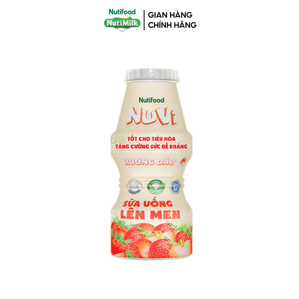 Thùng 48 Chai Sữa Uống Lên Men NuVi Vị Dâu 100ml