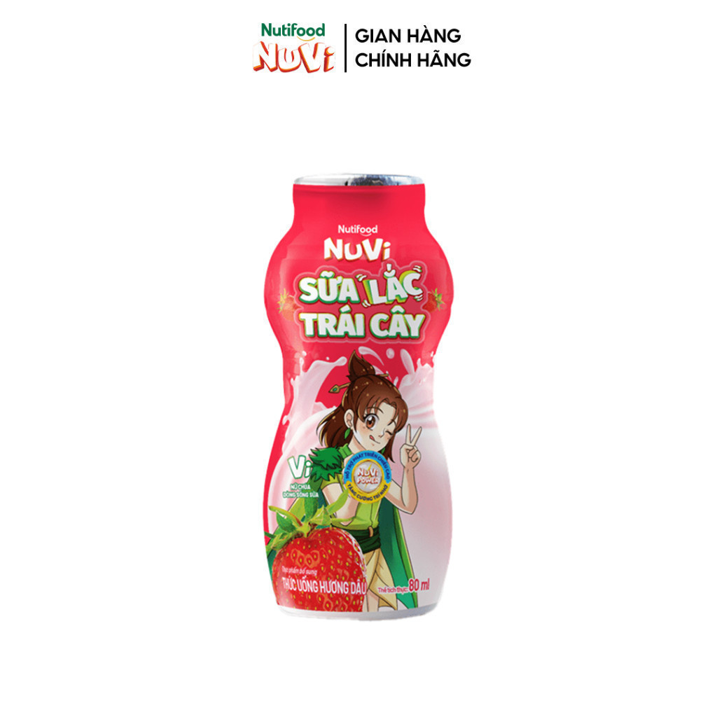 Ảnh Thùng Sữa Lắc Trái Cây NuVi Hương Dâu (Chai 80ml x 48) 3