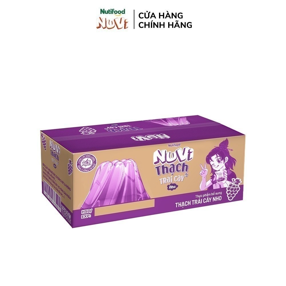 Ảnh Thùng Thạch Trái Cây NuVi Vị Nho 110ml - Không Chất Bảo Quản (Túi 110ml x 24) 3
