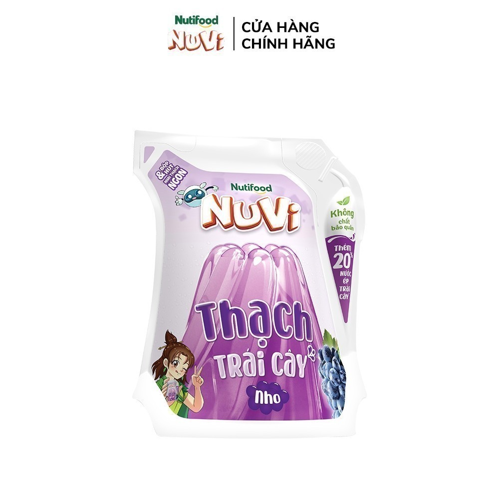 Ảnh Thùng Thạch Trái Cây NuVi Vị Nho 110ml - Không Chất Bảo Quản (Túi 110ml x 24) 2