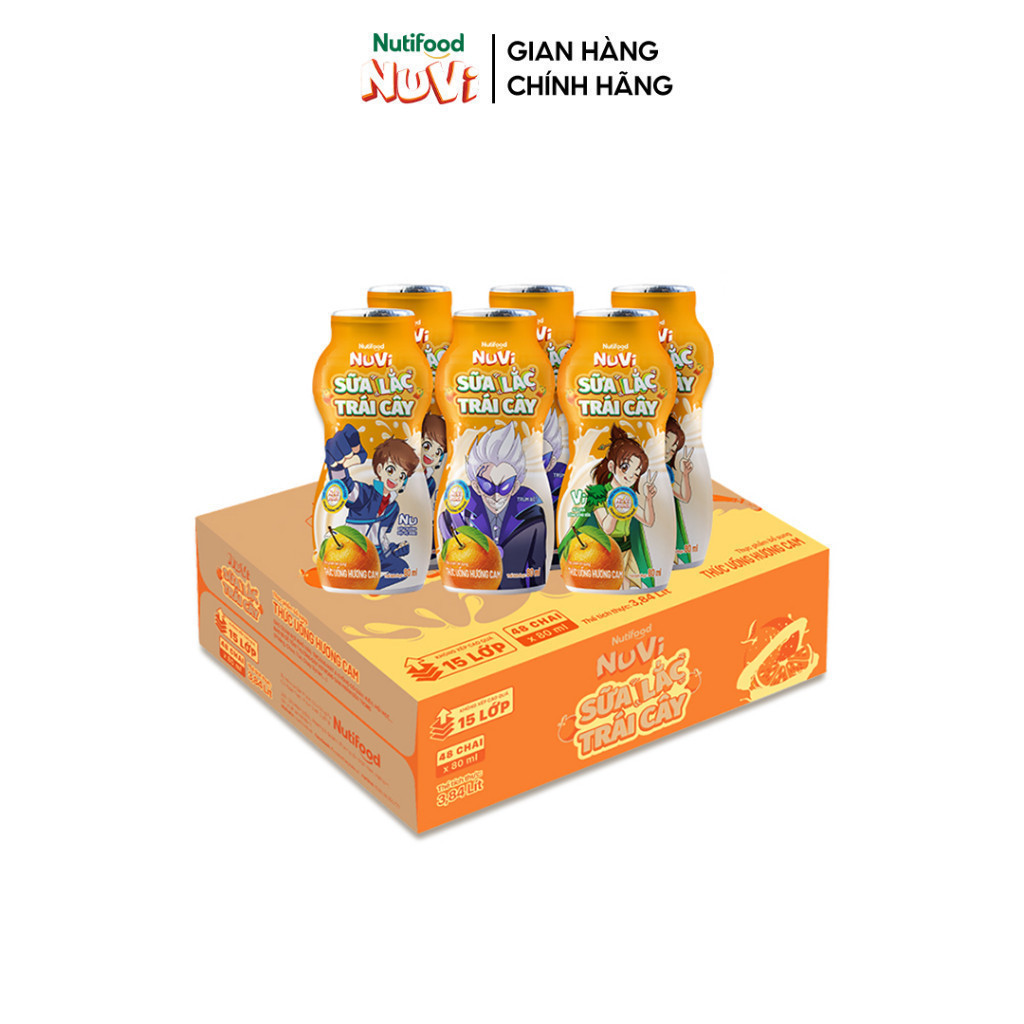 Ảnh Thùng Sữa Lắc Trái Cây NuVi Hương Cam (Chai 80ml x 48) 4