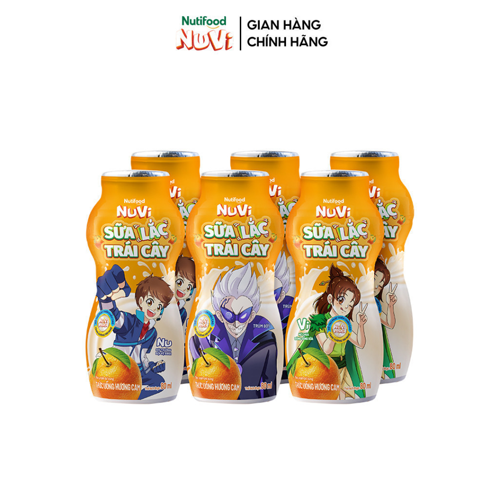 Ảnh Thùng Sữa Lắc Trái Cây NuVi Hương Cam (Chai 80ml x 48) 2