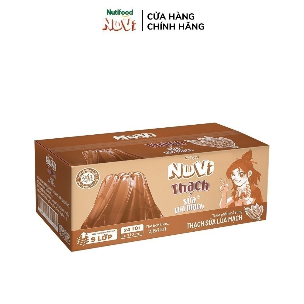 Ảnh Thùng Thạch Trái Cây NuVi Vị Sữa Lúa Mạch 110ml (Túi 110ml x 24) 4