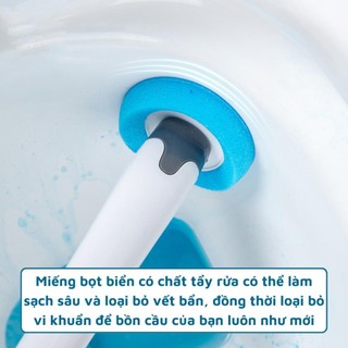 Cọ Bồn Cầu Dùng Một Lần Kèm 6 Đầu Cọ – Tay Cầm Xoay 360°, Sạch Nhanh Không Dơ Tay, Gọn Gàng Tiện Lợi